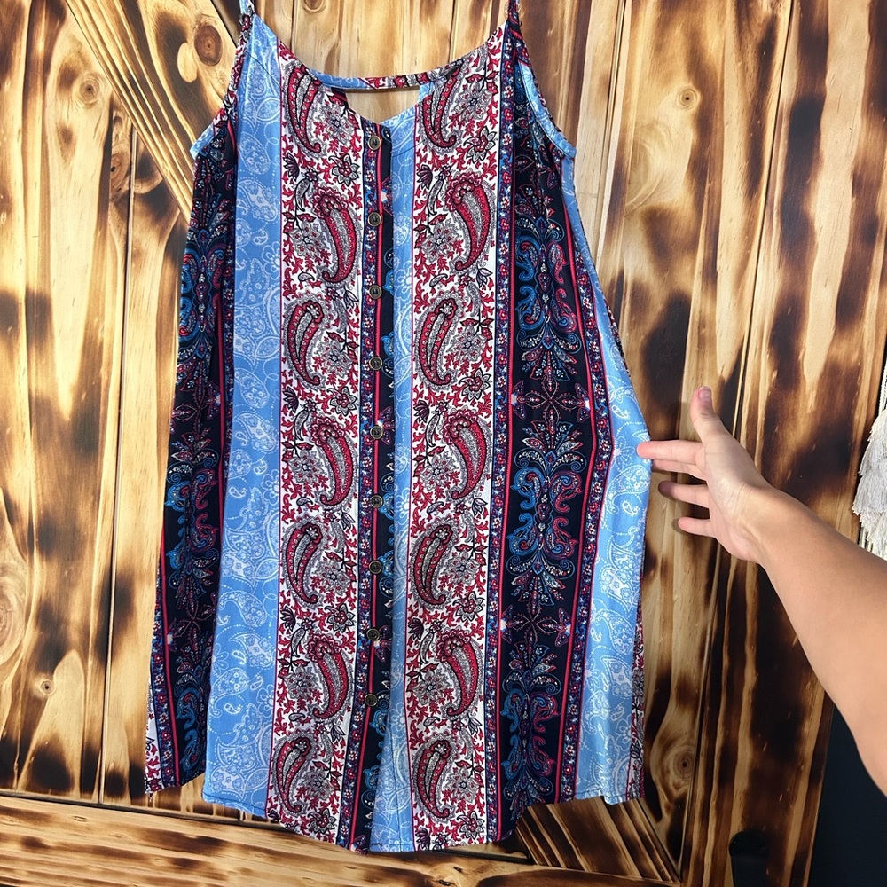 Paisley Print Sleeveless Top